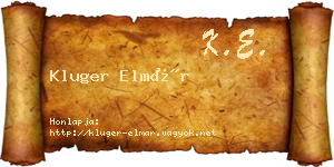Kluger Elmár névjegykártya